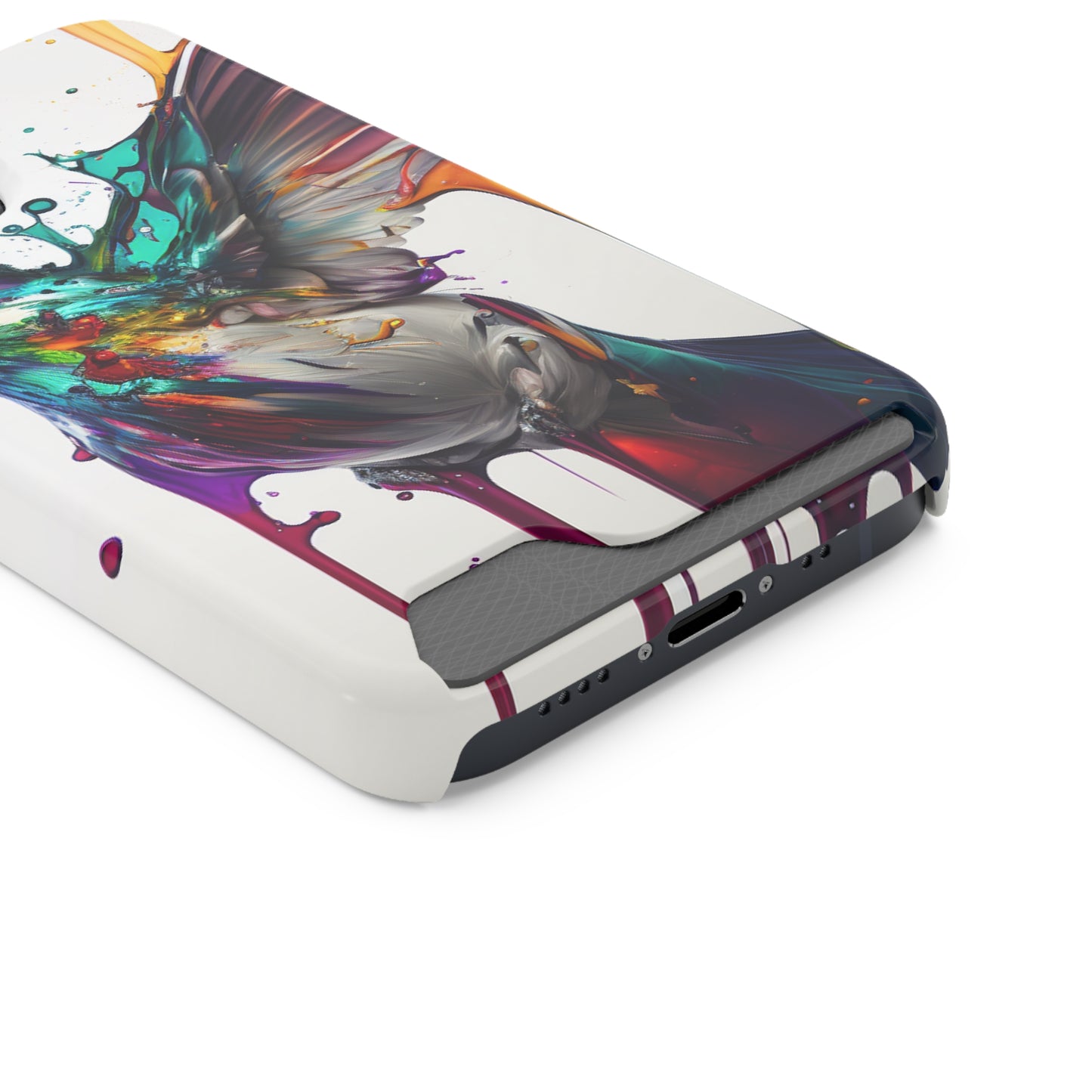Hummingbird Drip Paint Phone Case With Card Holder