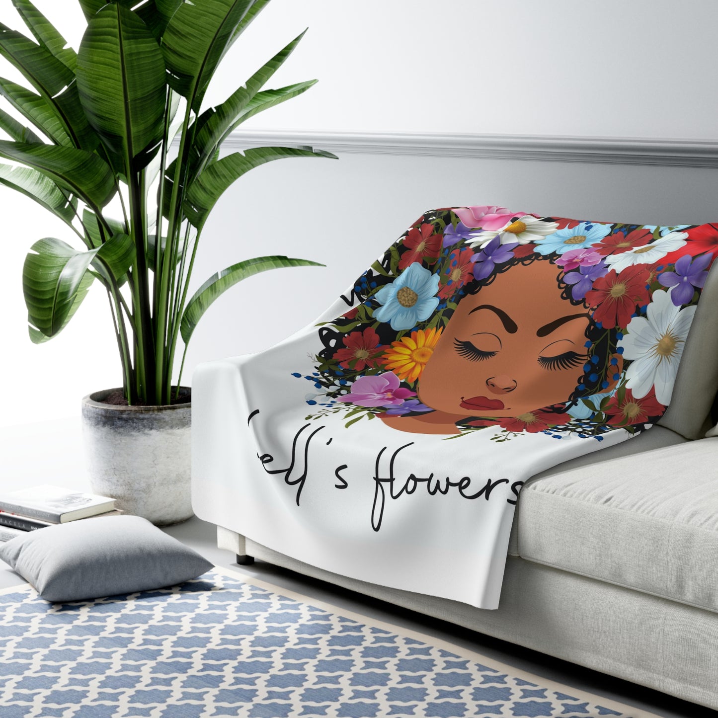 bell's flowers original logo sherpa fleece blanket