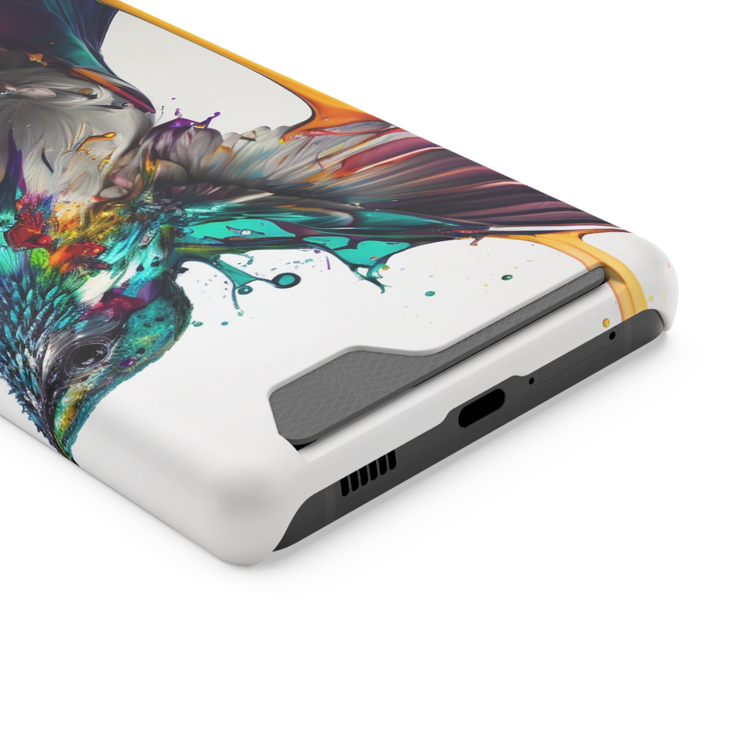 Hummingbird Drip Paint Phone Case With Card Holder