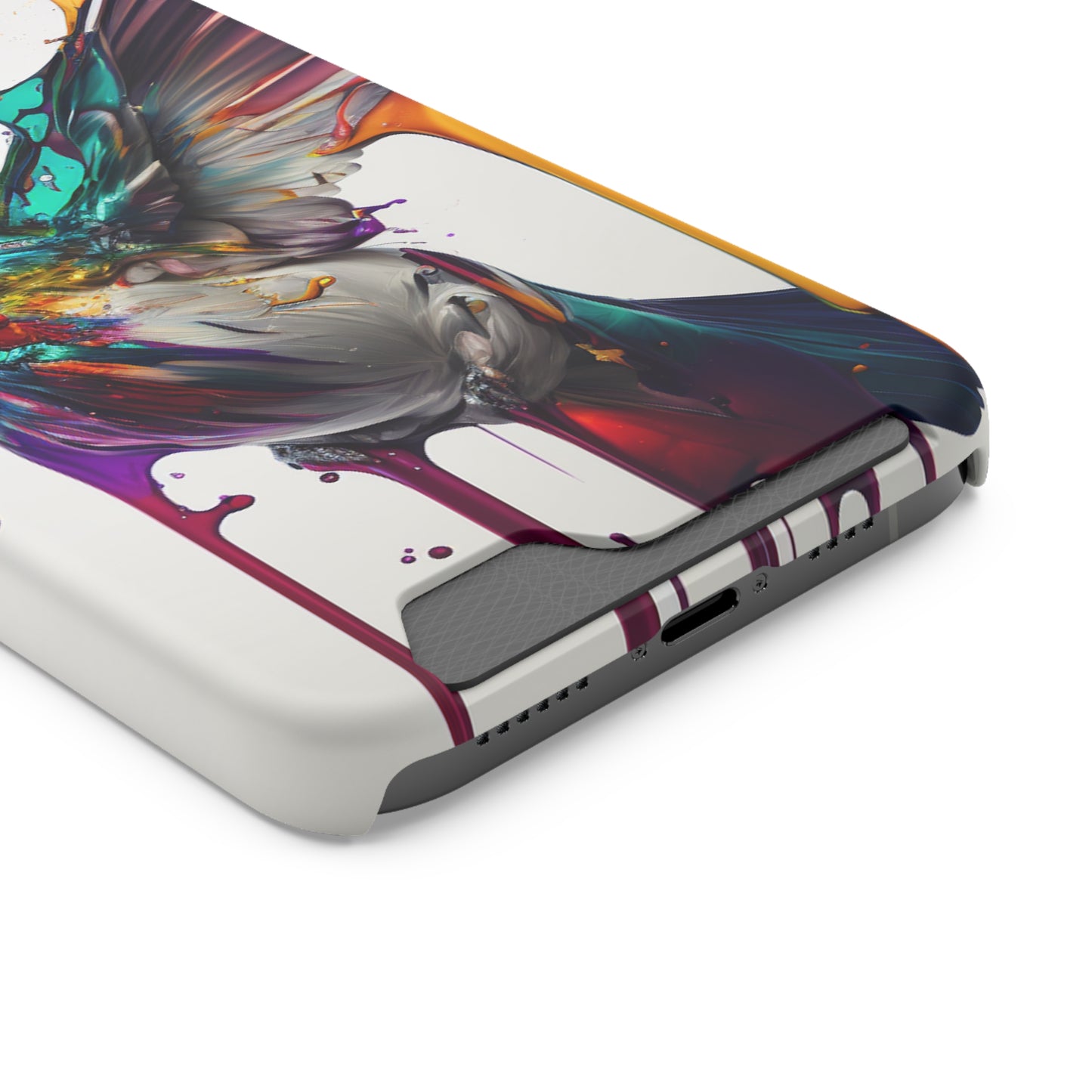 Hummingbird Drip Paint Phone Case With Card Holder