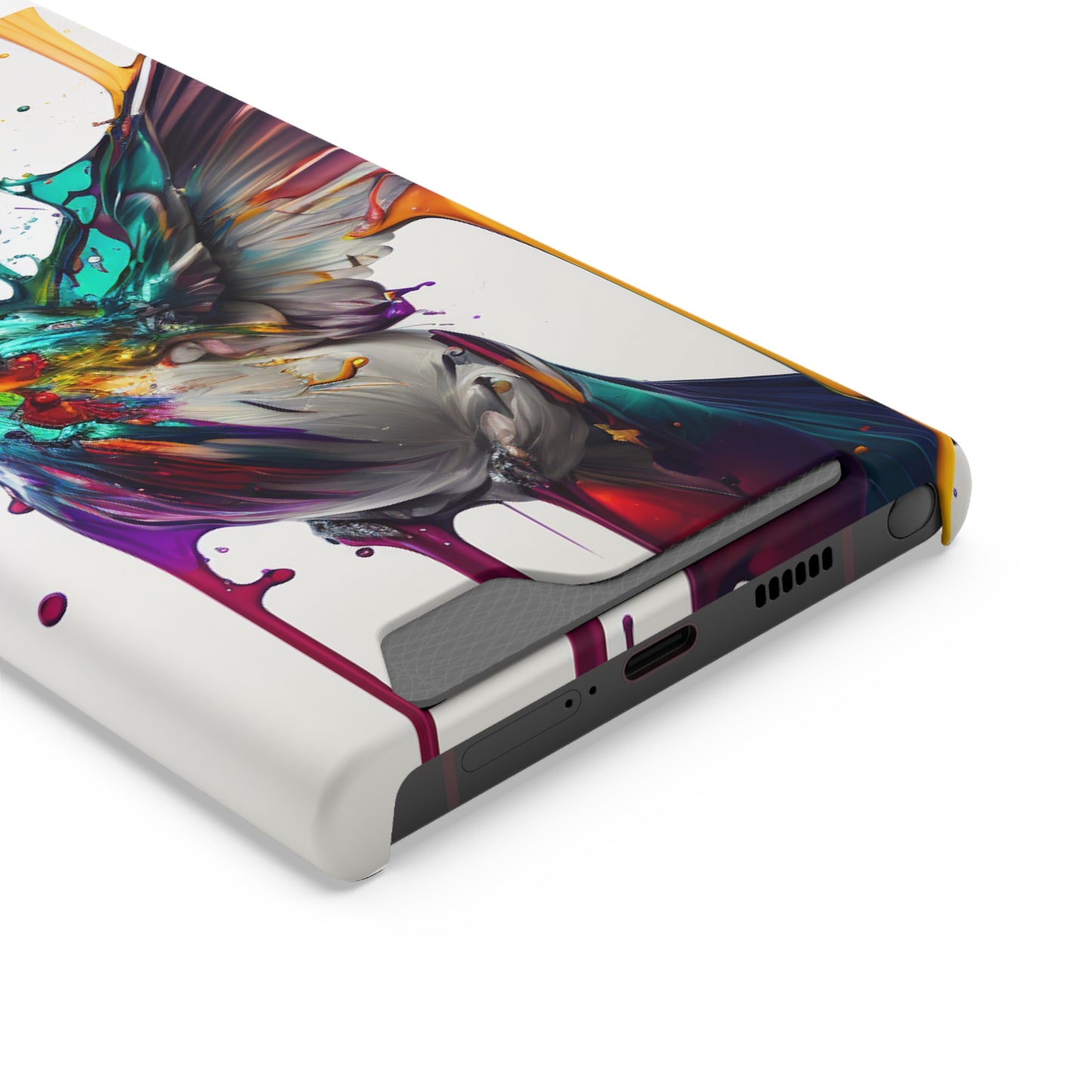 Hummingbird Drip Paint Phone Case With Card Holder