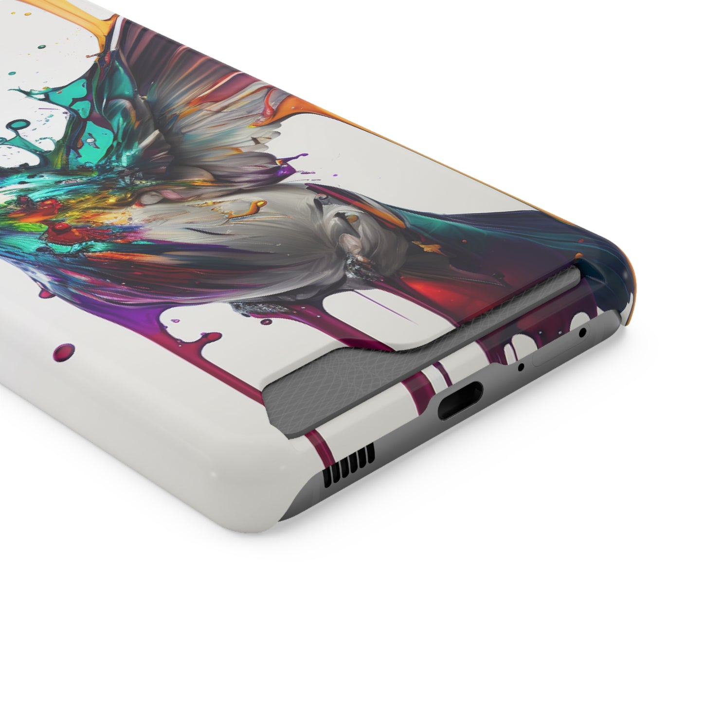 Hummingbird Drip Paint Phone Case With Card Holder