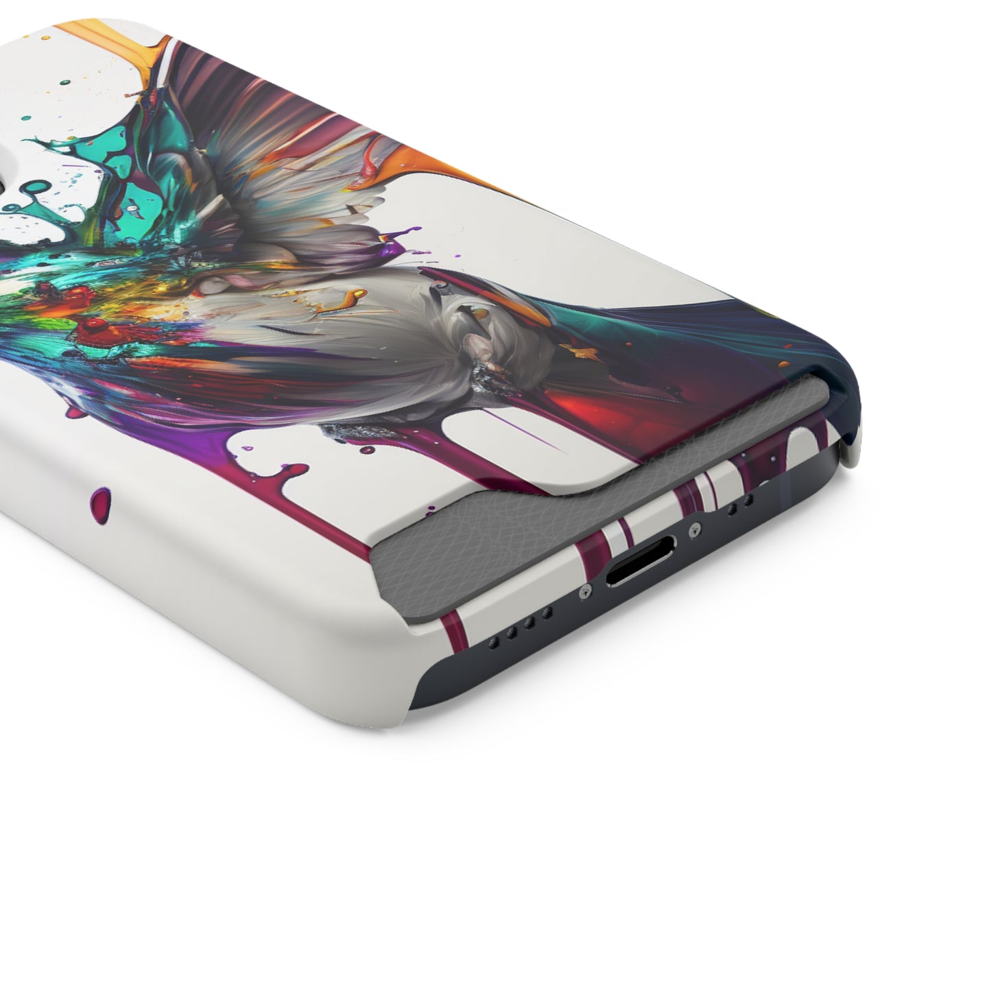 Hummingbird Drip Paint Phone Case With Card Holder