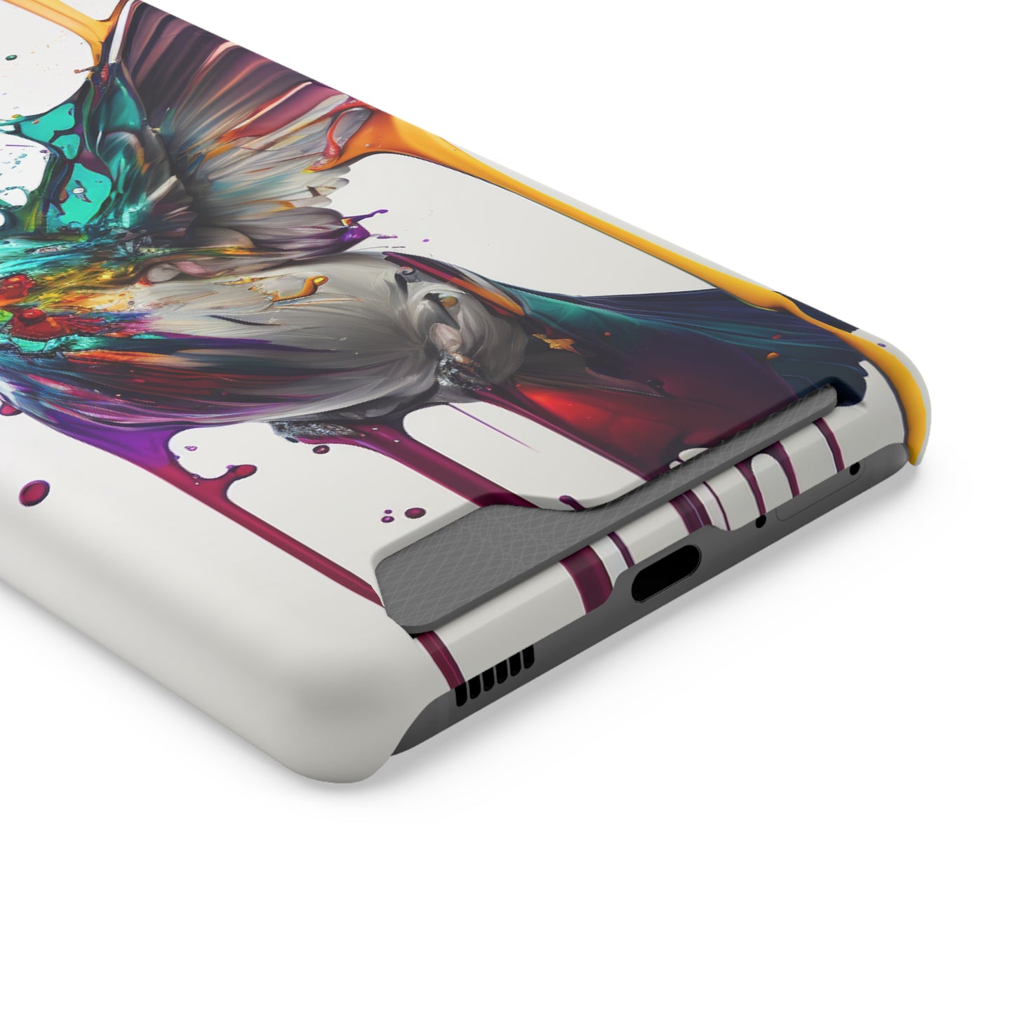 Hummingbird Drip Paint Phone Case With Card Holder