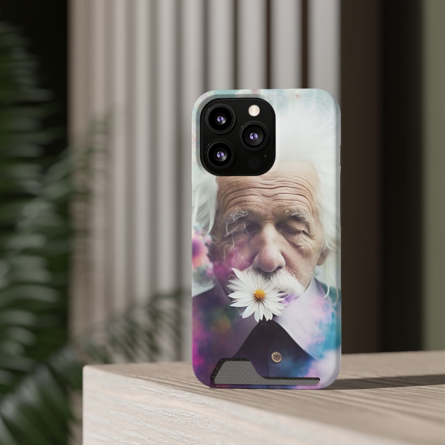 bell's flowers Einstein Phone Case With Card Holder