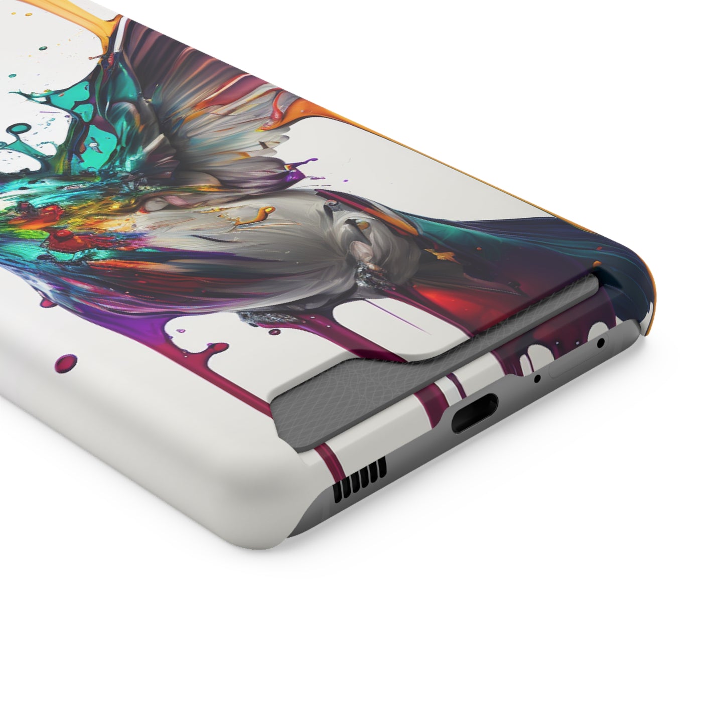 Hummingbird Drip Paint Phone Case With Card Holder