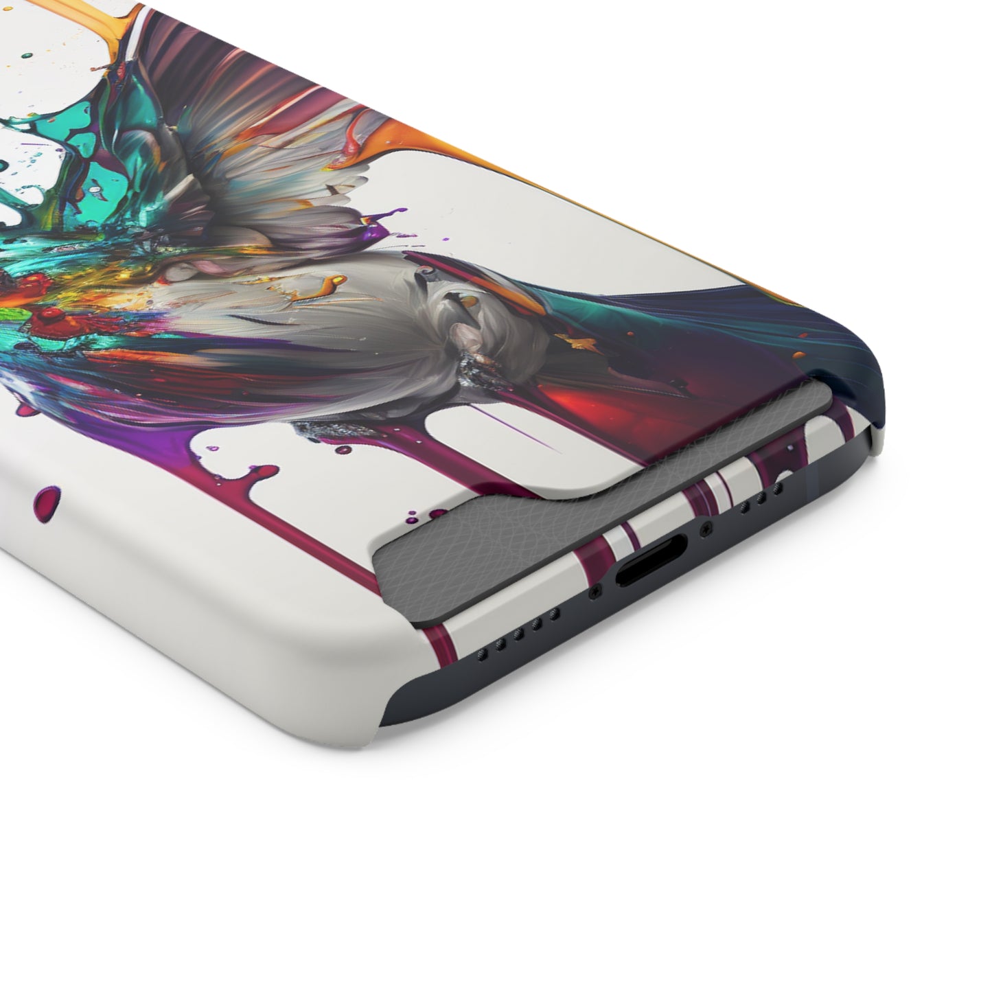 Hummingbird Drip Paint Phone Case With Card Holder