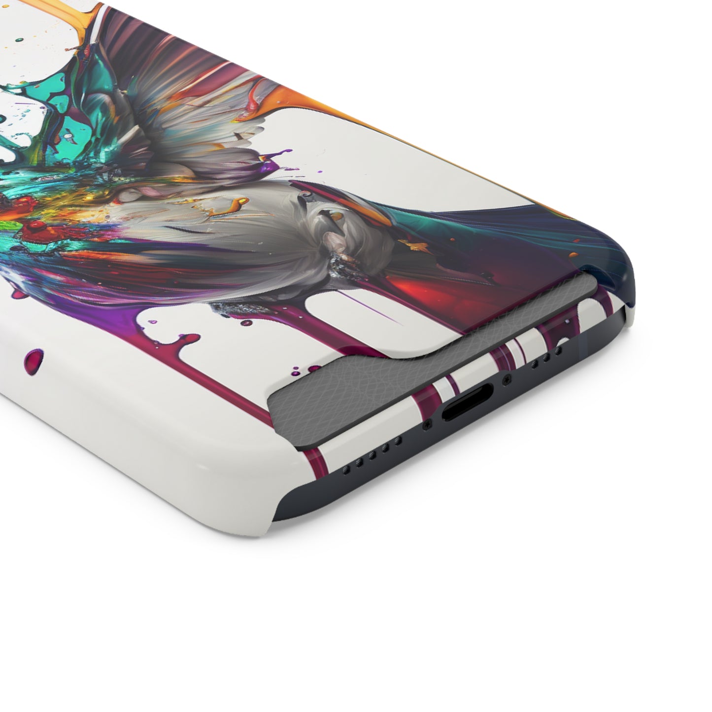 Hummingbird Drip Paint Phone Case With Card Holder