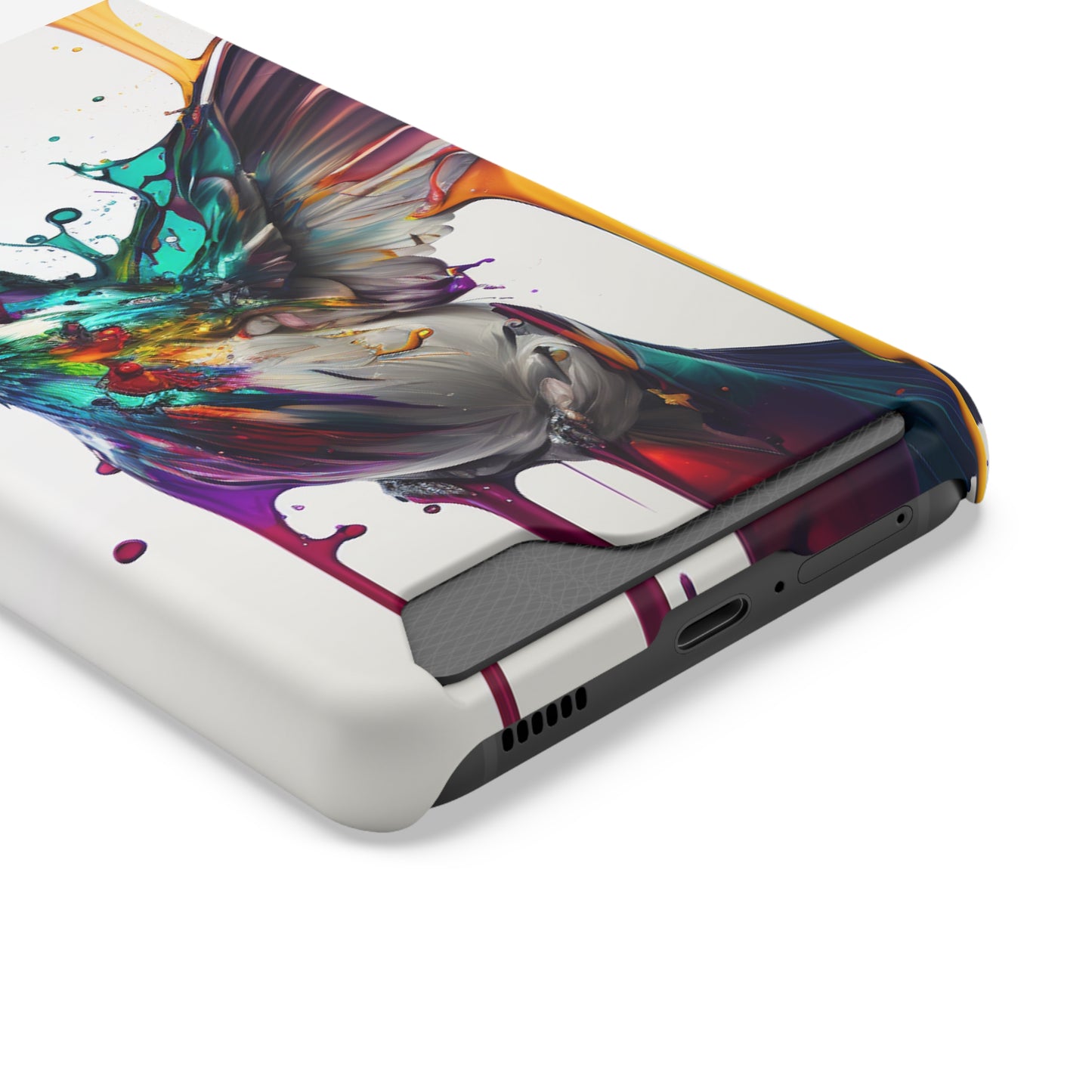 Hummingbird Drip Paint Phone Case With Card Holder