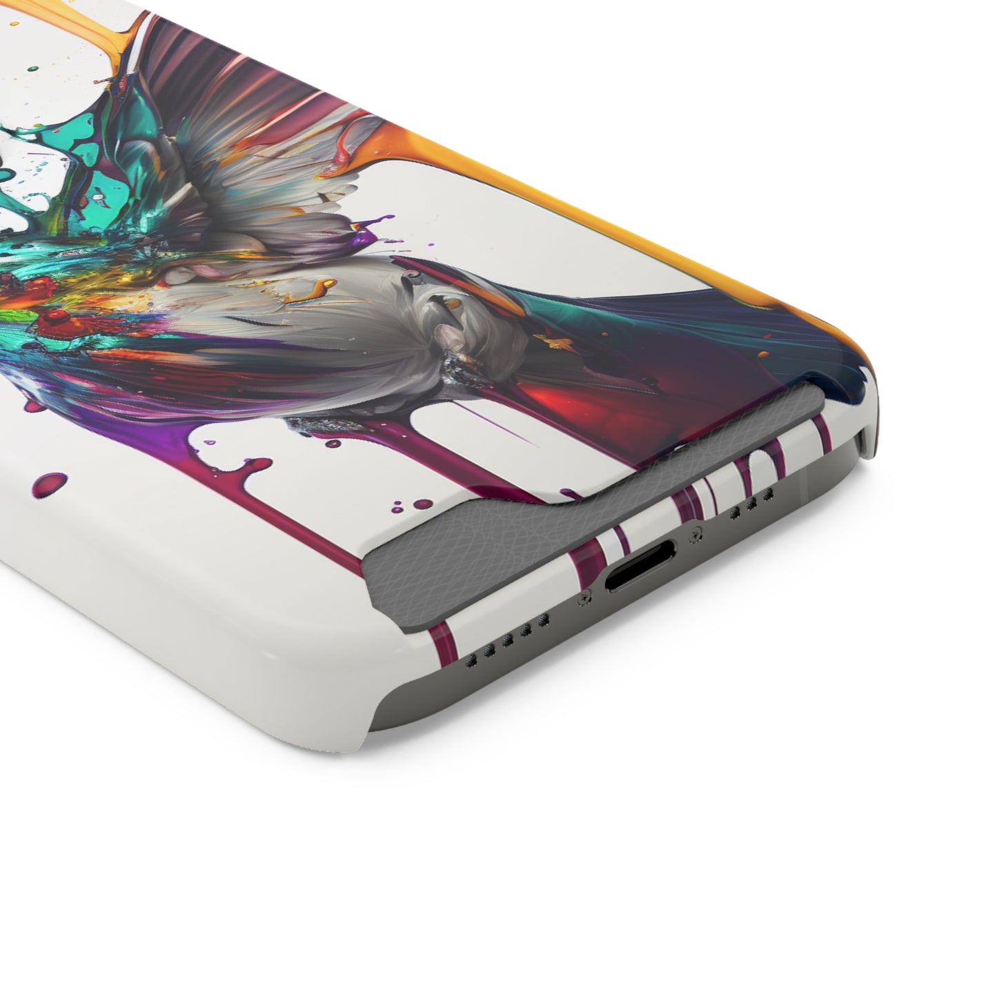 Hummingbird Drip Paint Phone Case With Card Holder