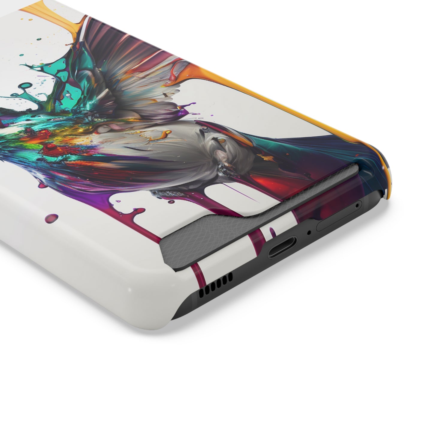 Hummingbird Drip Paint Phone Case With Card Holder