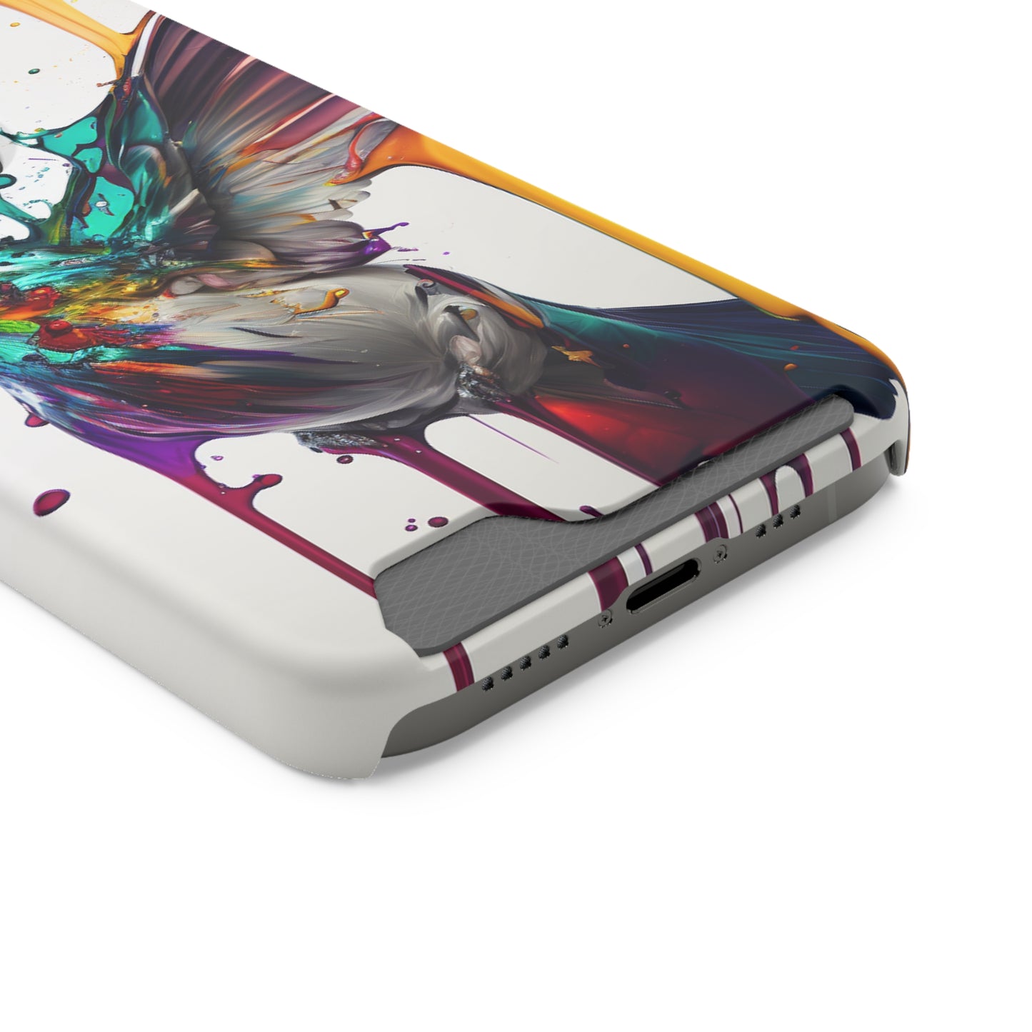 Hummingbird Drip Paint Phone Case With Card Holder