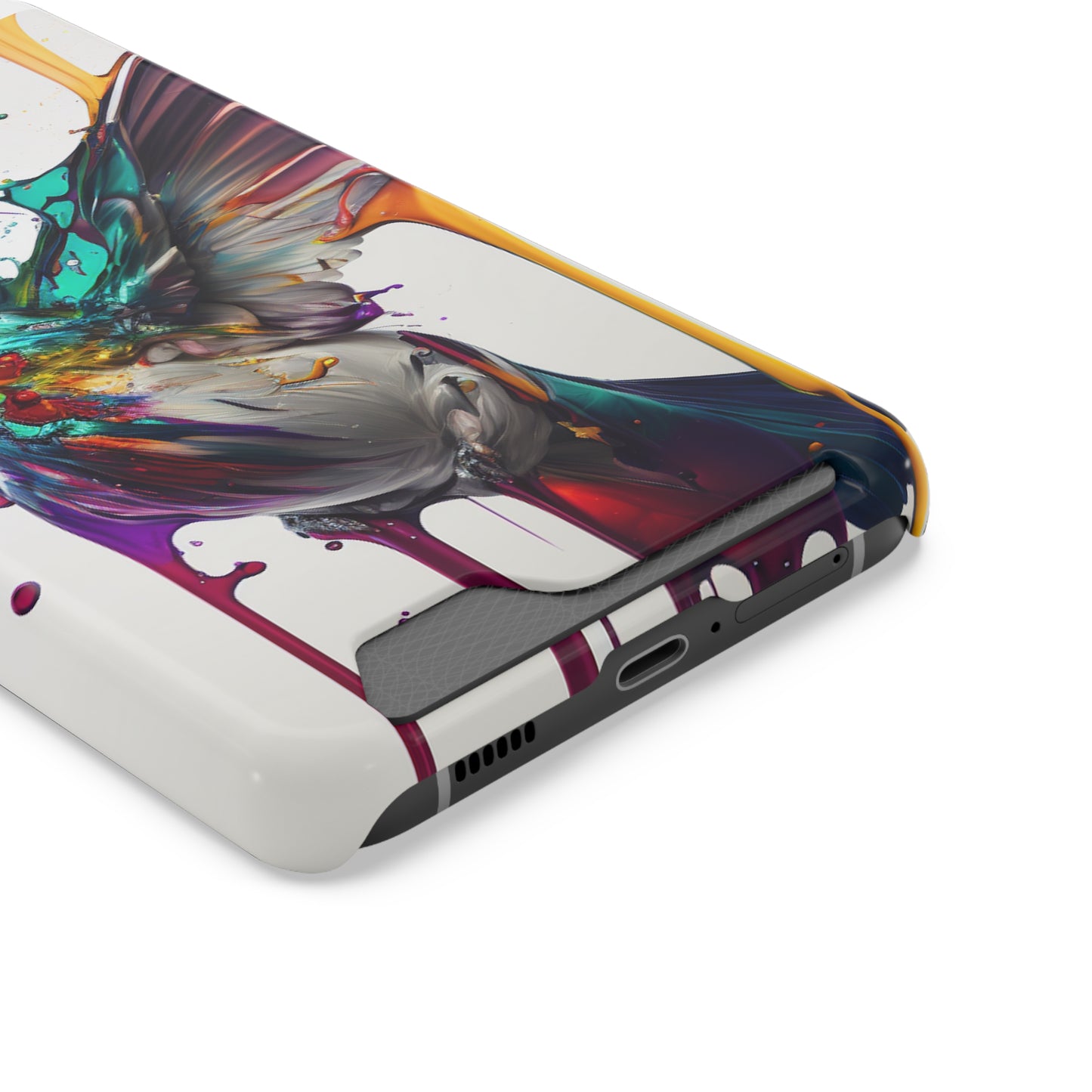 Hummingbird Drip Paint Phone Case With Card Holder