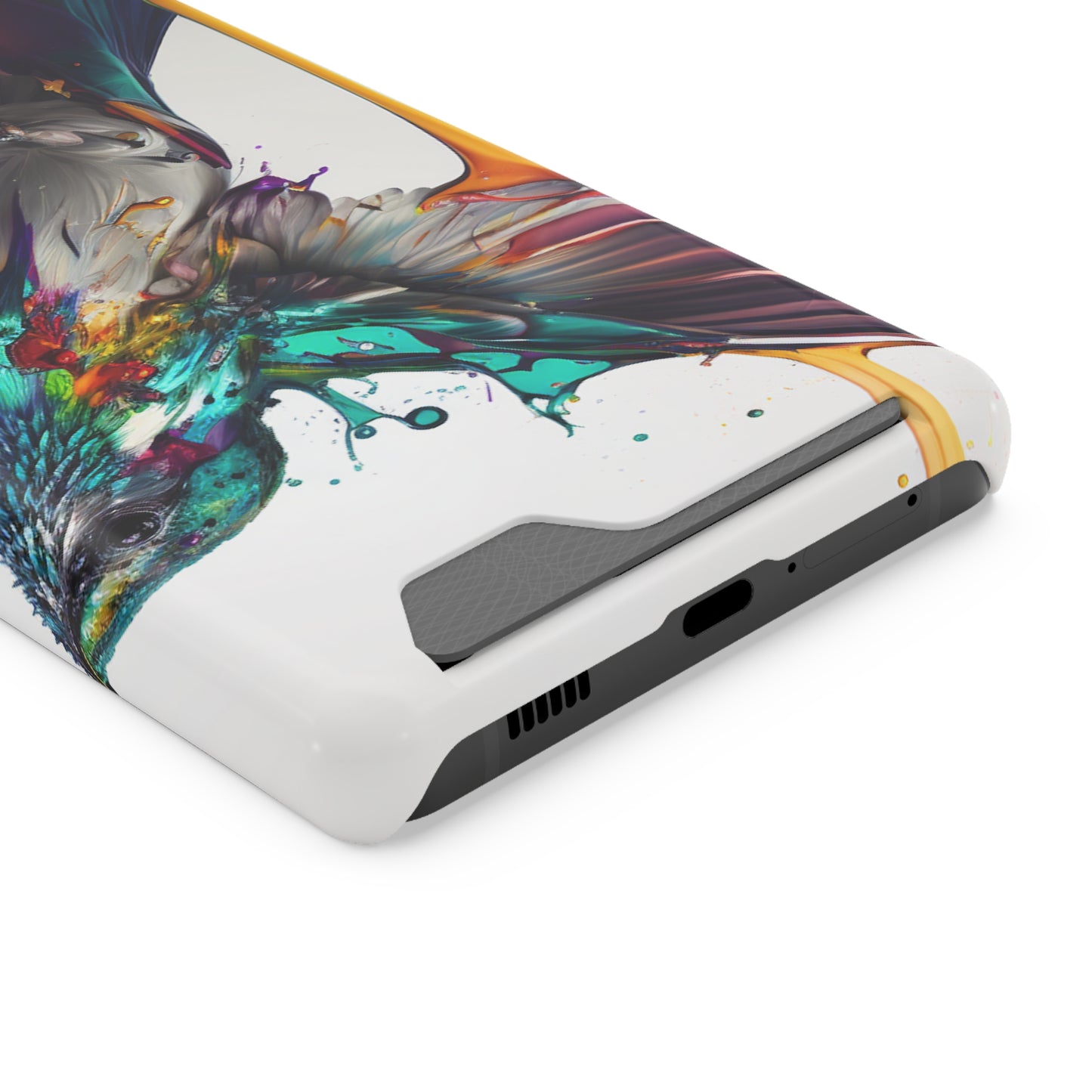 Hummingbird Drip Paint Phone Case With Card Holder