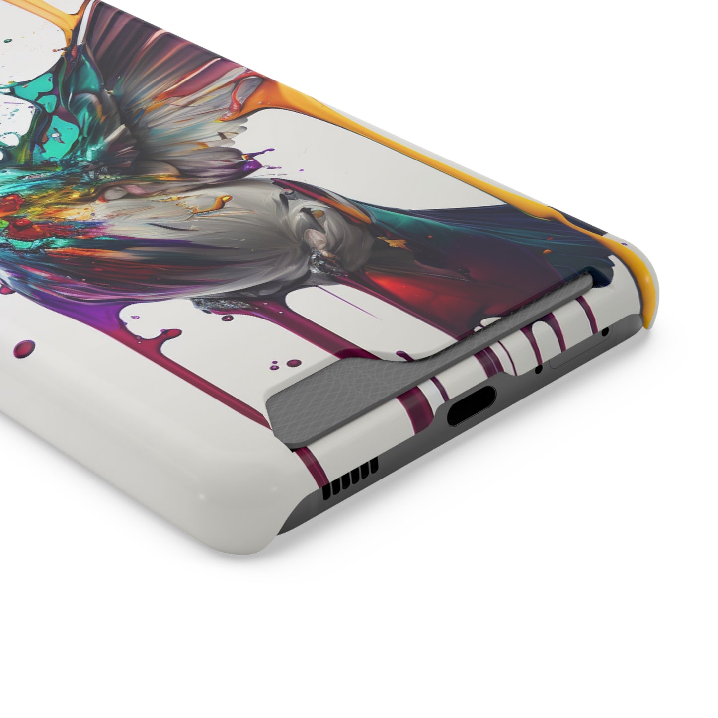 Hummingbird Drip Paint Phone Case With Card Holder