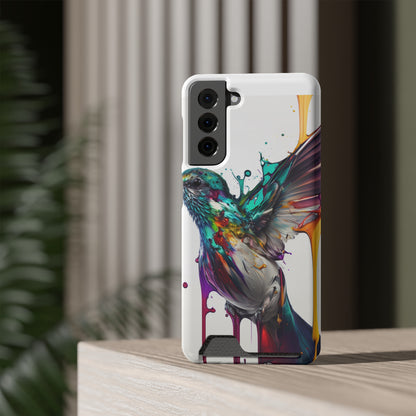 Hummingbird Drip Paint Phone Case With Card Holder