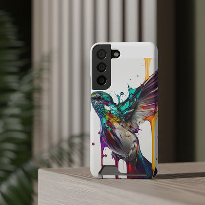 Hummingbird Drip Paint Phone Case With Card Holder