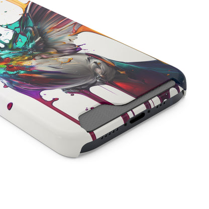 Hummingbird Drip Paint Phone Case With Card Holder