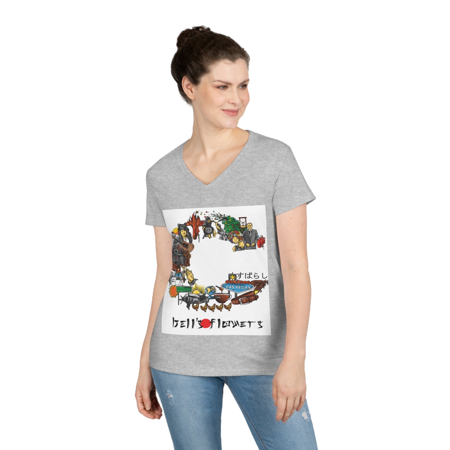 bell's flowers Album C original Ladies V-neck