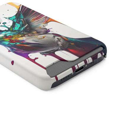 Hummingbird Drip Paint Phone Case With Card Holder