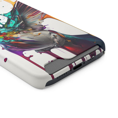 Hummingbird Drip Paint Phone Case With Card Holder