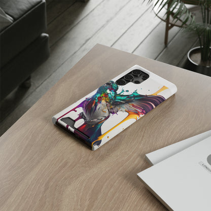 Hummingbird Drip Paint Phone Case With Card Holder