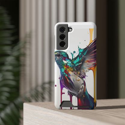 Hummingbird Drip Paint Phone Case With Card Holder