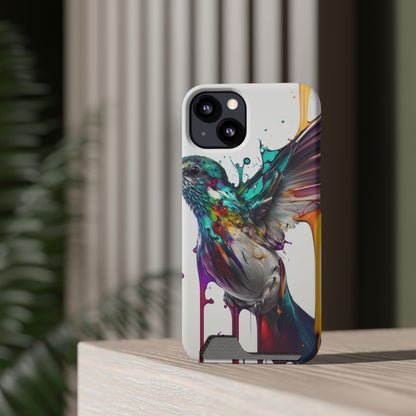 Hummingbird Drip Paint Phone Case With Card Holder