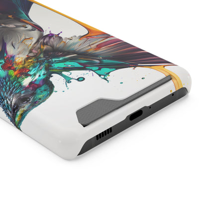 Hummingbird Drip Paint Phone Case With Card Holder