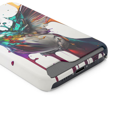 Hummingbird Drip Paint Phone Case With Card Holder