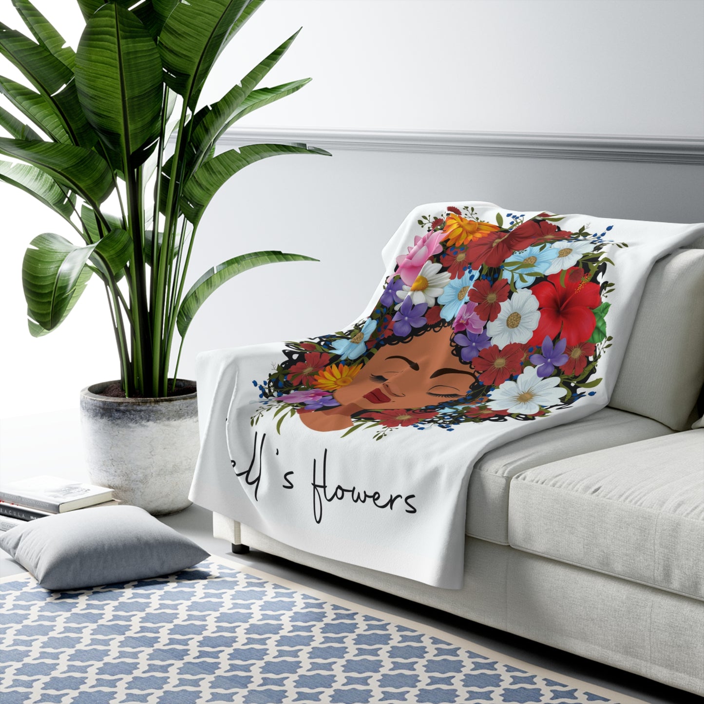 bell's flowers original logo sherpa fleece blanket