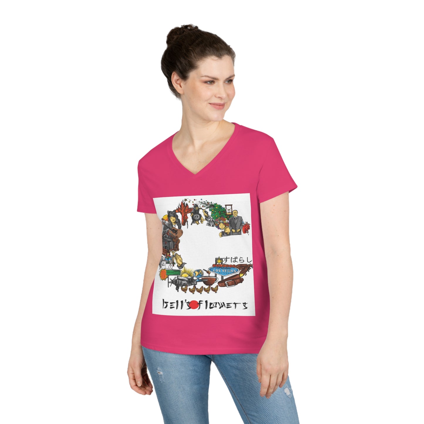 bell's flowers Album C original Ladies V-neck