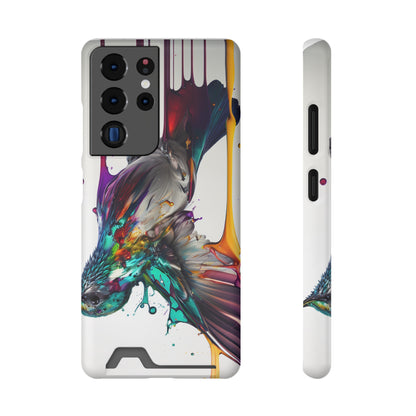 Hummingbird Drip Paint Phone Case With Card Holder