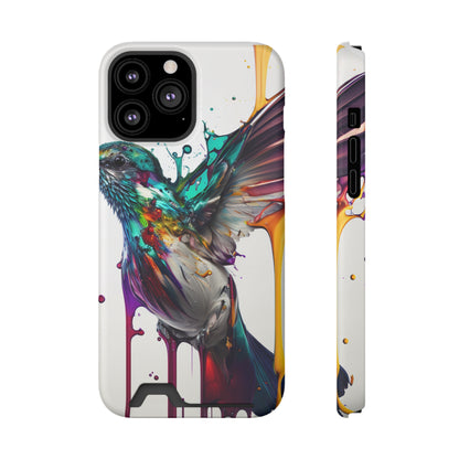 Hummingbird Drip Paint Phone Case With Card Holder