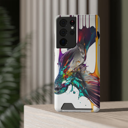 Hummingbird Drip Paint Phone Case With Card Holder