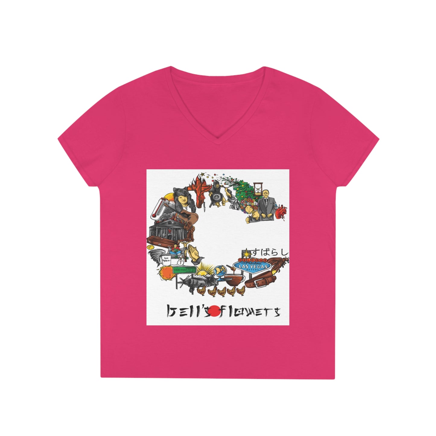 bell's flowers Album C original Ladies V-neck