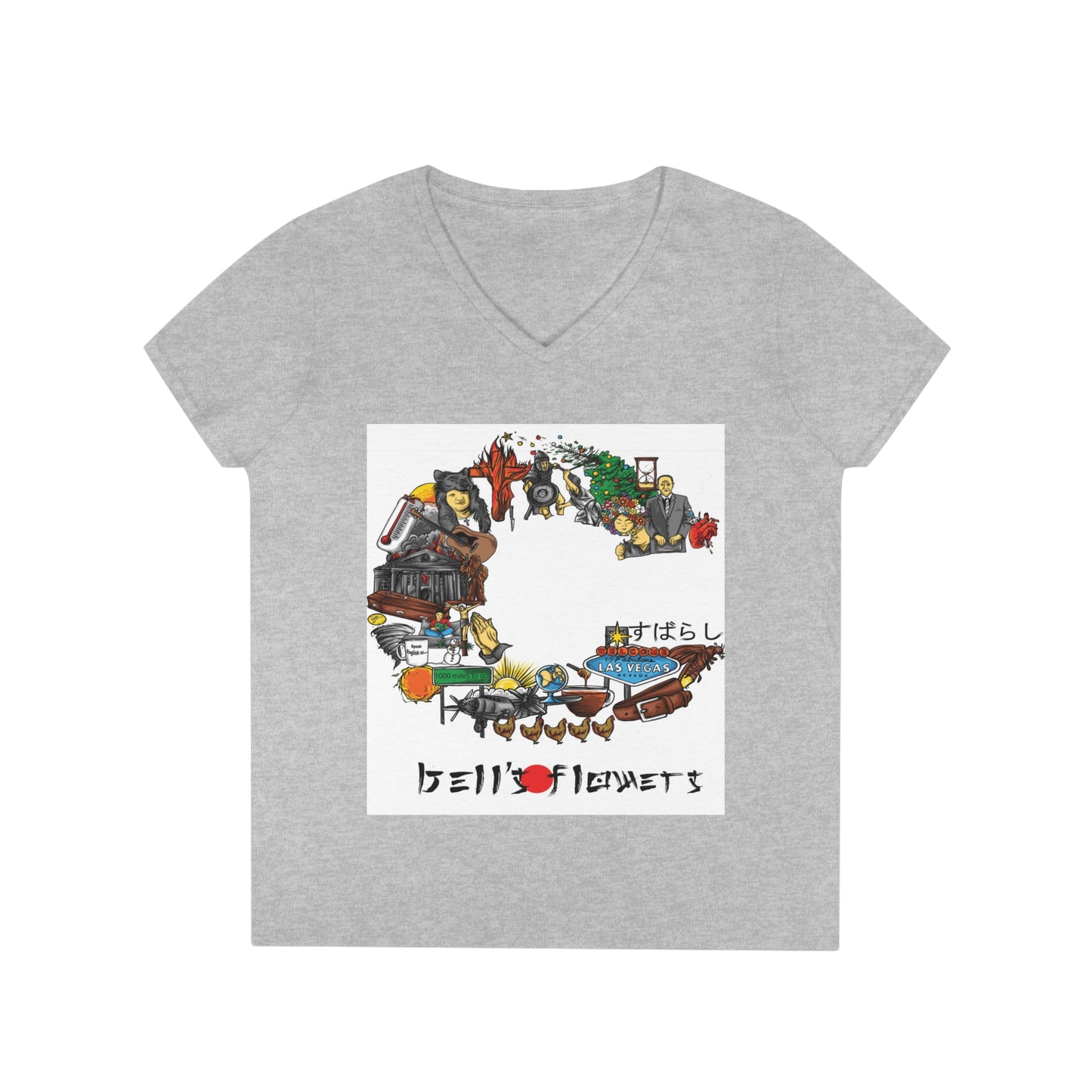 bell's flowers Album C original Ladies V-neck